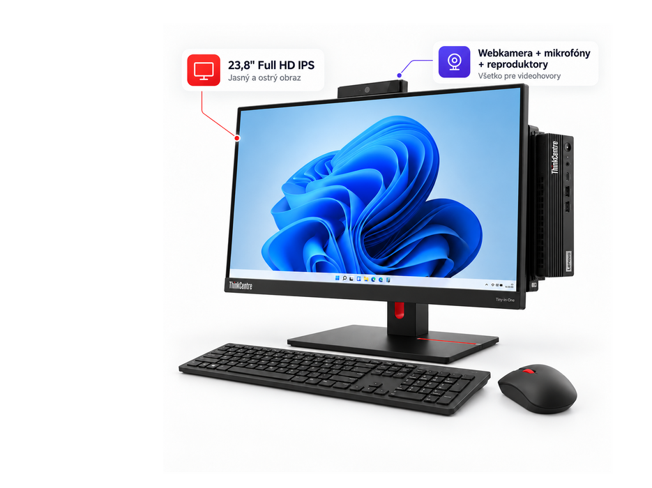 Lenovo ThinkCentre Tiny-in-One 24" Gen 4 + ThinkCentre M80q Gen 1 i5, 16GB/256GB, Windows 11